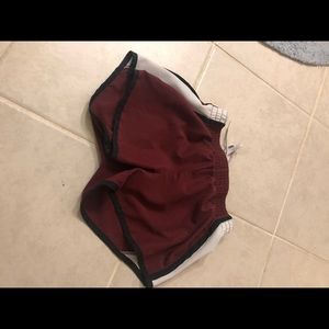 maroon running shorts